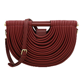Soft faux leather half-moon Winered-U cross-body women handbag with magnetic closure.