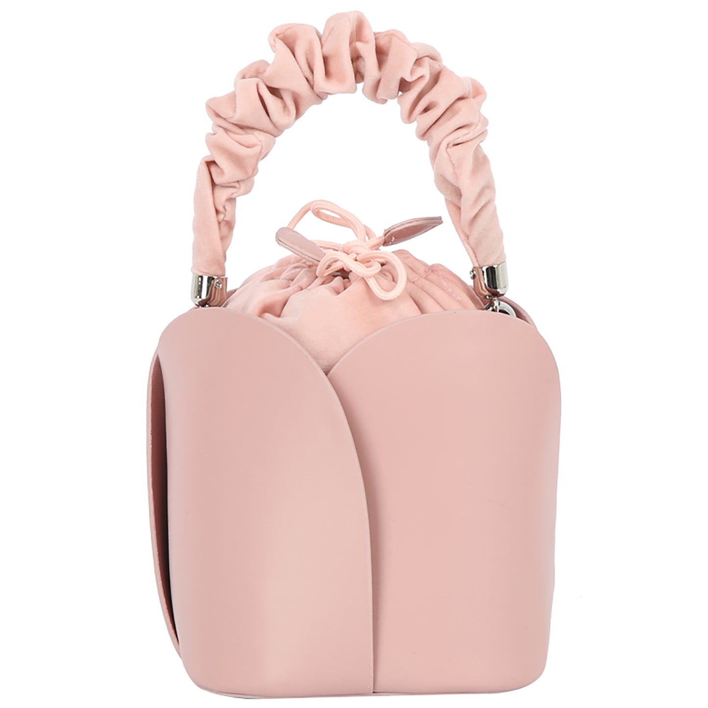 Ruched Top Handle Bucket Bag
