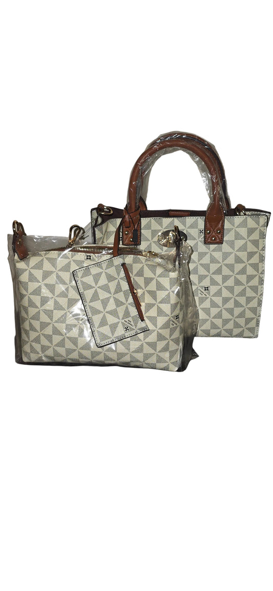 3-IN-1 Designer Satchel & Messenger + Coin Purse Handbag Set