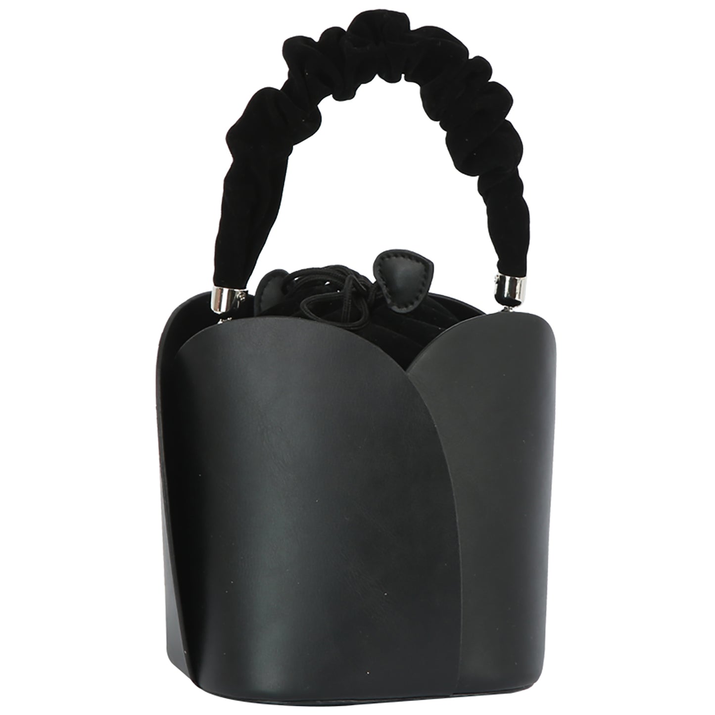 Ruched Top Handle Bucket Bag