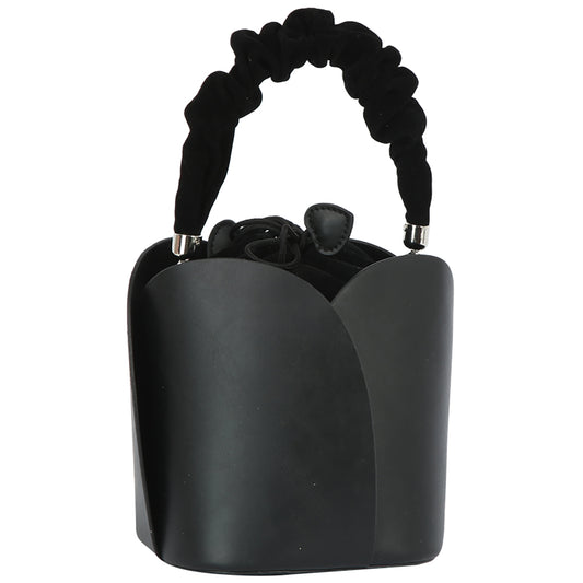 Ruched Top Handle Bucket Bag