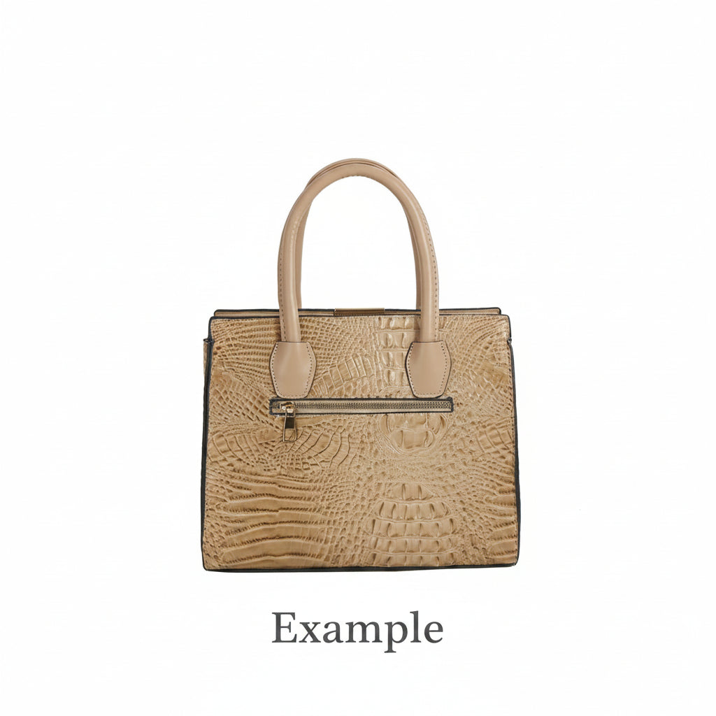 Crocodile Embossed Three Piece Tote Set- Black