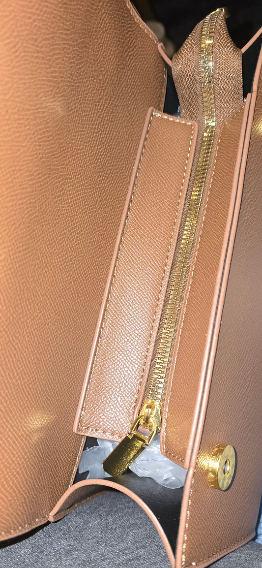 The Kensington Top-Handle Crossbody Handbag: Caramel Brown