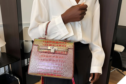 Crocodile Padlock Multi Tone Satchel