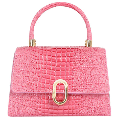 Croc Alligator Embossed Flap Satchel/Crossbody/Shoulder-Pink