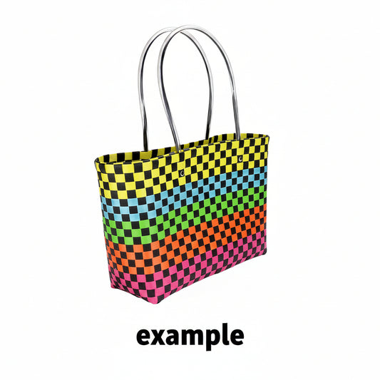 Jelly Tube Top Handle Basket Weave Tote Bag / Shoulder Bag - Black & White