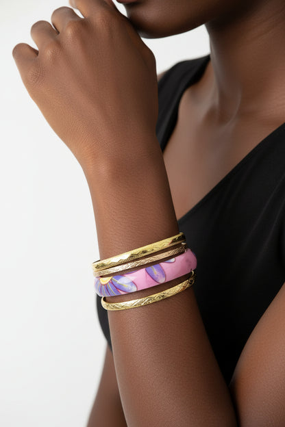 Lavender Royalty Bracelet Set: Lavender, Pink & Gold