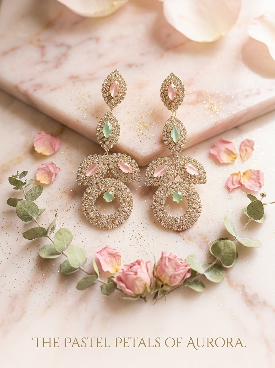 Blush & Mint Empress Chandalier Drop Earrings