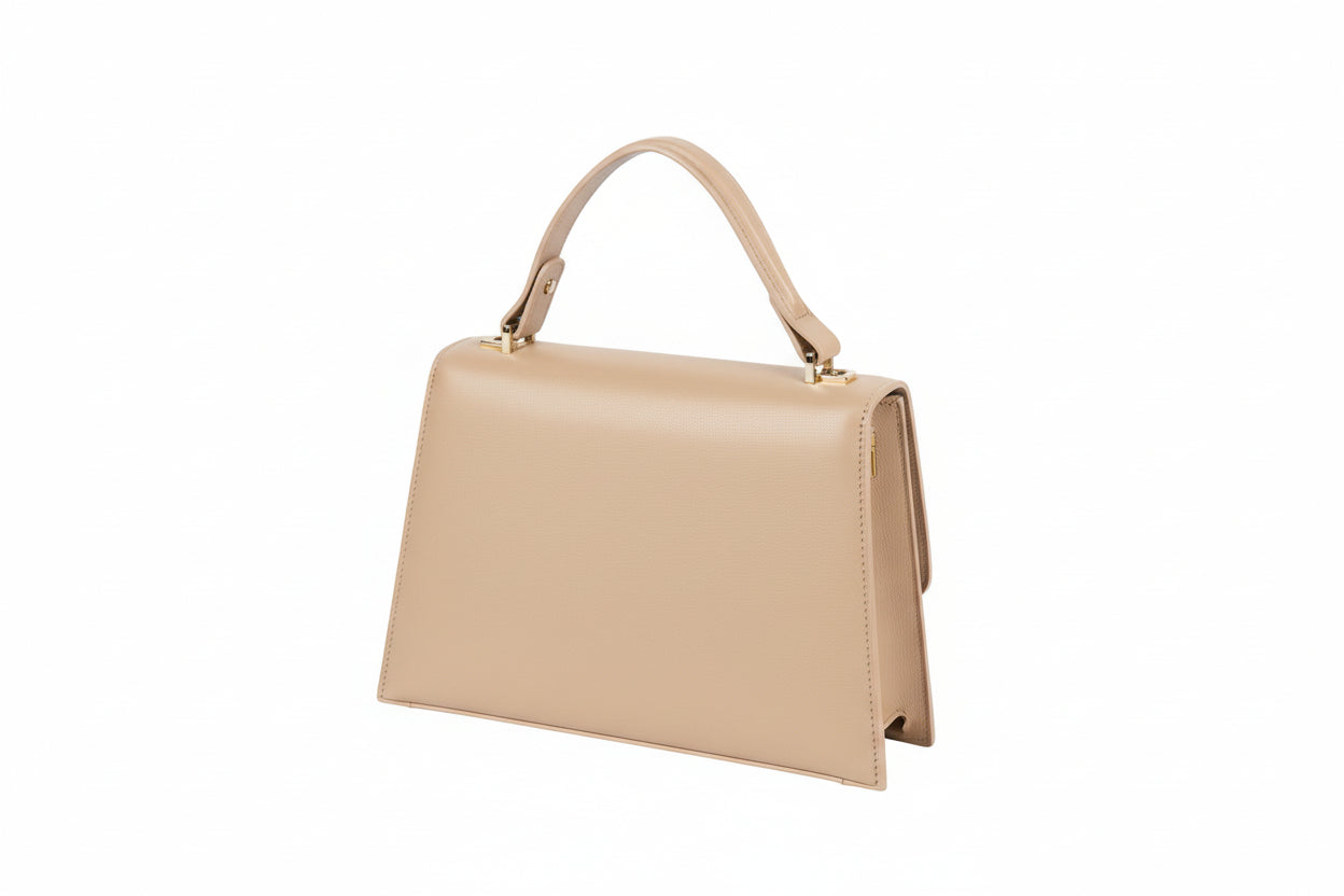 Fashion Flap Satchel Crossbody Bag / Beige