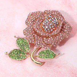 Rhinestone Embellished Rose zpin Brooch