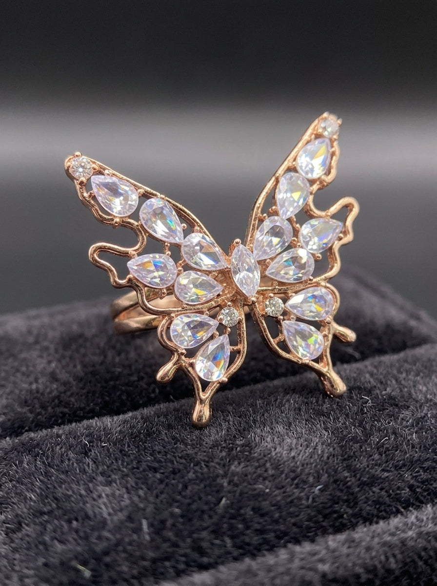 Rose Gold-tone Butterfly Ring