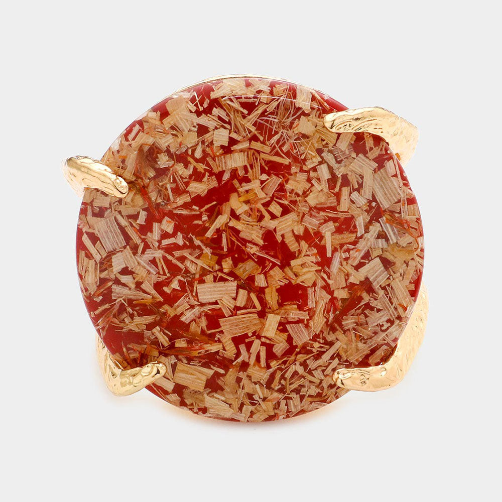 Confetti Round Stone Hinged Bracelet - Red & Gold