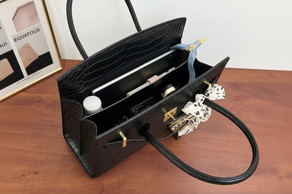 Scarfed Croc Combo Satchel Handbag