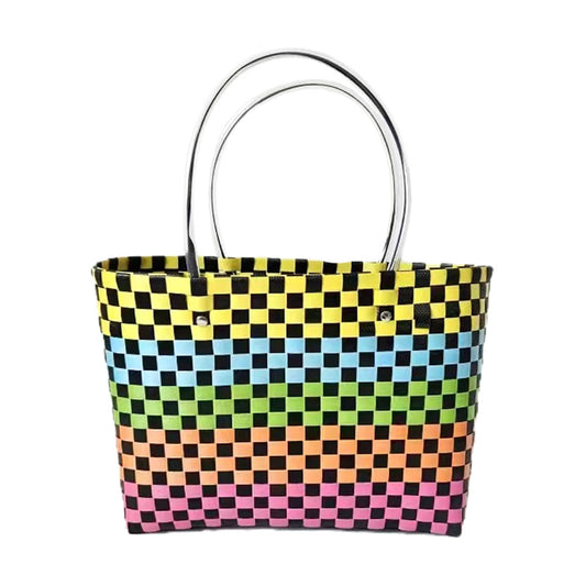 Jelly Tube Top Handle Basket Weave Tote Bag / Shoulder Bag - Black & Multi