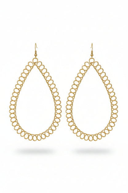 Gold-Tone Open Teardrop Statement Earrings