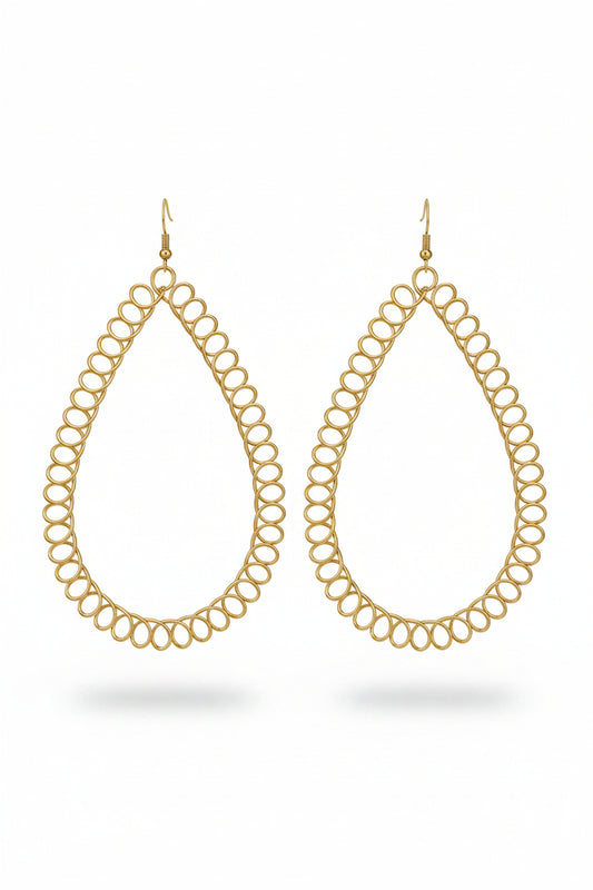 Gold-Tone Open Teardrop Statement Earrings