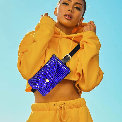 Bling Envelope Belt Bag / Crossbody Bag - Blue