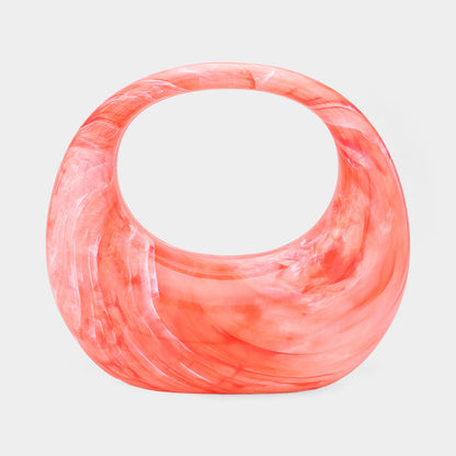 Marbled Acrylic Crescent Handbag/Satchel- Coral