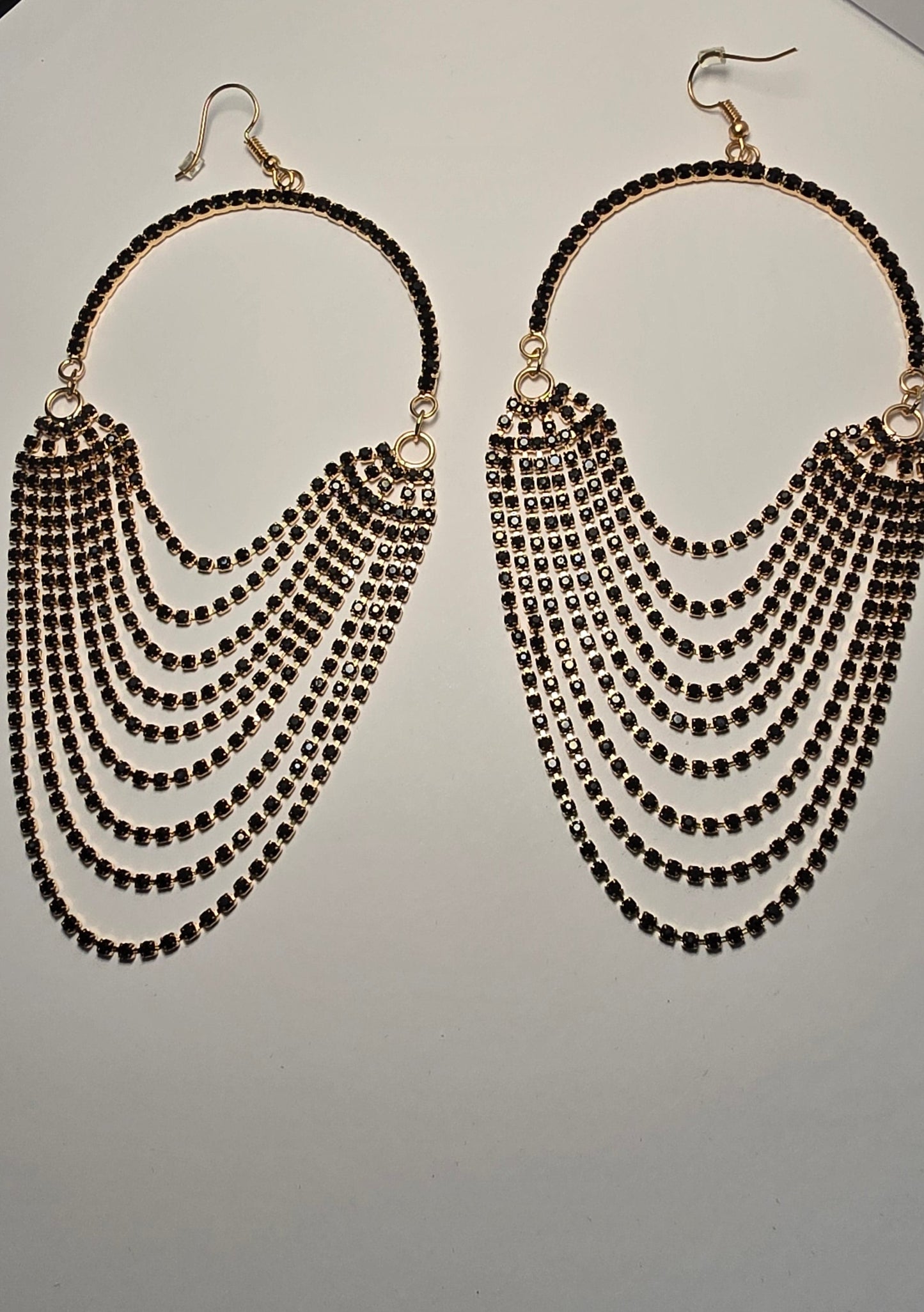 Black & Gold Chandalier Layer Earrings