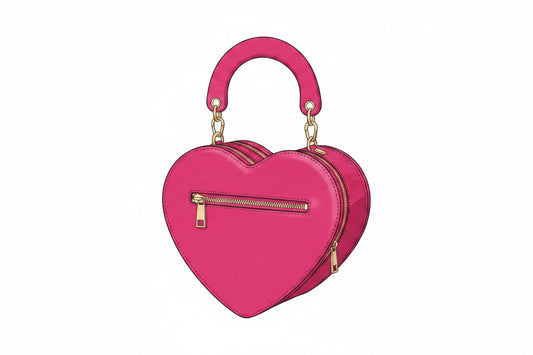 Croc Heart Top Handle Satchel/Crossbody- Fuchsia