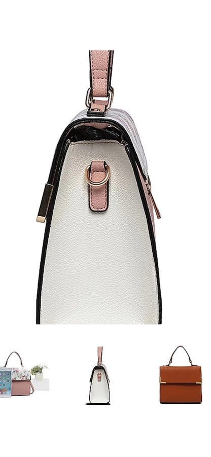 Trendy Colorblock Top Handle Satchel-Blush Floral