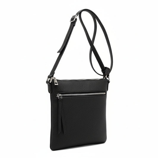Multi Pocket Slim Zipper Crossbody, color: Black