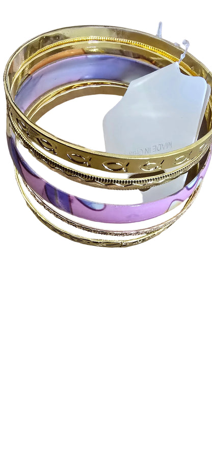 Lavender Royalty Bracelet Set: Lavender, Pink & Gold