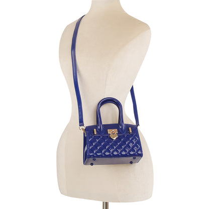 Heart Padlock Quilted Jelly Candy Satchel/Crossbody/Shoulder Bag-Red